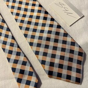 Nautica	 Blue Orange Diamond Check Woven Geometric	100% Silk	Tie Necktie
